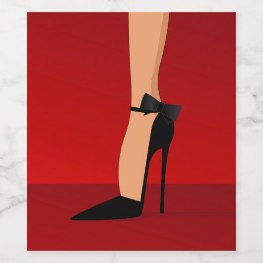 Zwarte schoenen rode flesjes wijn etiket (Enkel label)