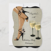 Zwarte schoenen Wijnglas Birthday Party Kaart (Voorkant)