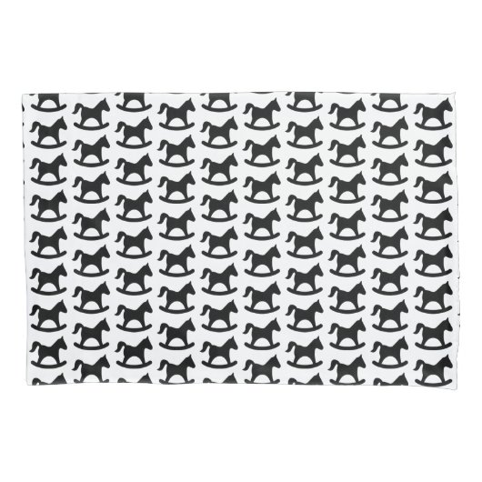 Zwarte Schommelpaard Kussensloop (Voorkant)