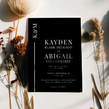 Zwarte Schone Lijn Minimalistische Bruiloft