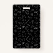 Zwarte School Iconen Homeschool Student ID Badge (Achterkant)