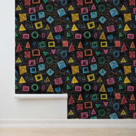 Zwarte School Krijtbord Geometrie Driehoek Vormen Behang