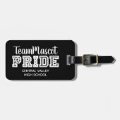 Zwarte School Pride Mascot Name Bagagelabel (Voorkant horizontaal)