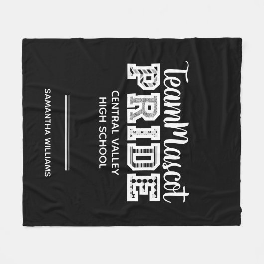 Zwarte School Pride Mascot Name Fleece Blanket (Voorkant (Horizontaal))