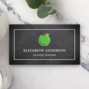 Zwarte schoolbord Groene appel school leraar Visitekaartje