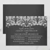 Zwarte schoolbord & kant bruiloft uitnodiging (Voorkant / Achterkant)