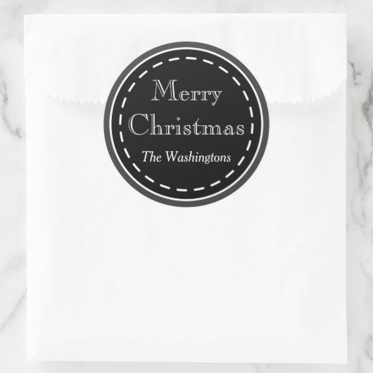 Zwarte schoolbord Kerststickers Ronde Sticker (Tas)