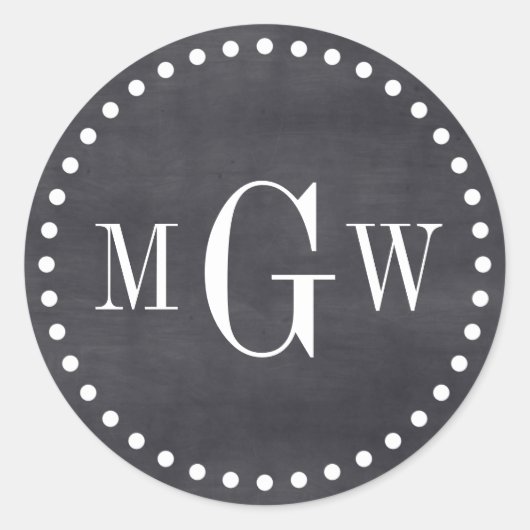 Zwarte schoolbord monogram enveloppe zegels favor (Voorkant)