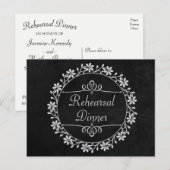 Zwarte schoolbord repetitie diner bloem bruiloft uitnodiging briefkaart (Voorkant / Achterkant)
