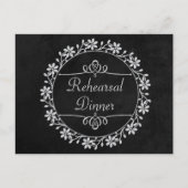Zwarte schoolbord repetitie diner bloem bruiloft uitnodiging briefkaart (Voorkant)