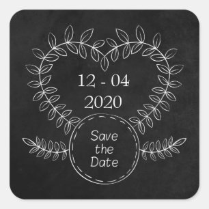 Zwarte schoolbord Save The Date Huwelijk / Eveneme Vierkante Sticker