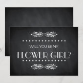 Zwarte schoolbord Wil je mijn bloemenmeisje zijn Kaart (Voorkant / Achterkant)