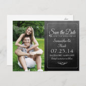 Zwarte schoolbordfoto Sla de datum op Aankondigingskaart (Voorkant / Achterkant)