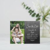 Zwarte schoolbordfoto Sla de datum op Aankondigingskaart (Staand voorkant)