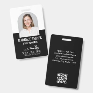 Zwarte Schoon Boog Foto Naam Titel & Logo Badge