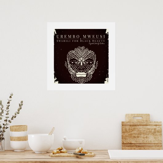 Zwarte Schoonheid Afrikaanse Vrouw Tribal Gezichts Poster (Keuken)