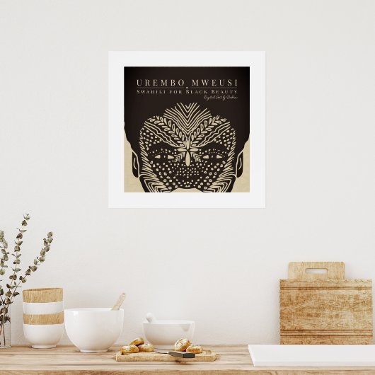 Zwarte Schoonheid Afrikaanse Vrouw Tribal Gezichts Poster (Keuken)