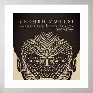 Zwarte Schoonheid Afrikaanse Vrouw Tribal Gezichts Poster