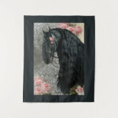 Zwarte Schoonheid Friese Paard - Tapijt Wandkleed (Voorkant)