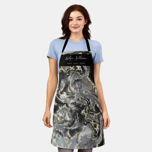 zwarte schoonheidspartner schort (Gedragen)