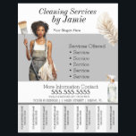 Zwarte schoonmaakservice Business Tear Off Flyer<br><div class="desc">Moderne brochures voor reinigingsservice</div>