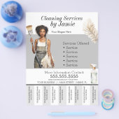 Zwarte schoonmaakservice Business Tear Off Flyer (Enkel)