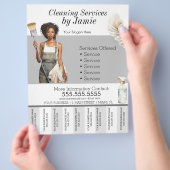 Zwarte schoonmaakservice Business Tear Off Flyer (Hand)