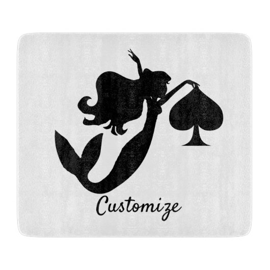 Zwarte Schop Zeemeermin Silhouette Thunder_Cove Snijplank (Voorkant)