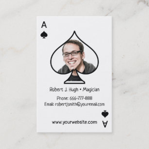 Zwarte Schoppen Aas Poker Foto Sjabloon Visitekaartje