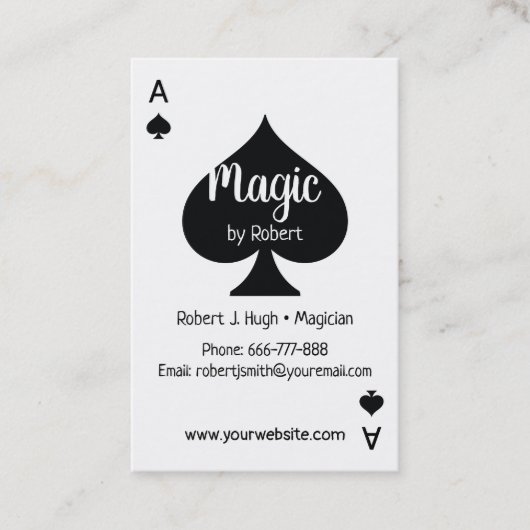 Zwarte Schoppen Aas Poker Visitekaartje (Voorkant)