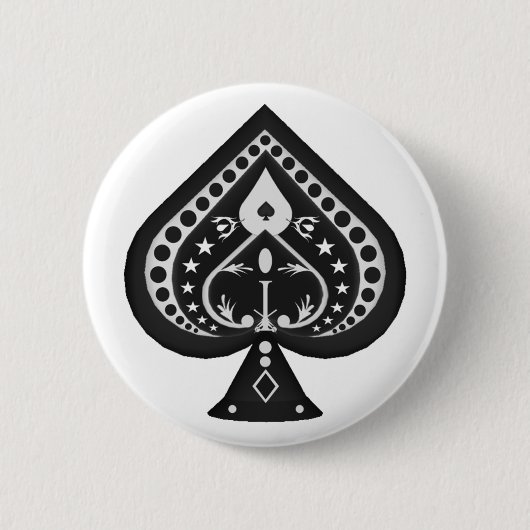 Zwarte schoppen: Kaarten afspelen: Ronde Button 5,7 Cm (Voorkant)