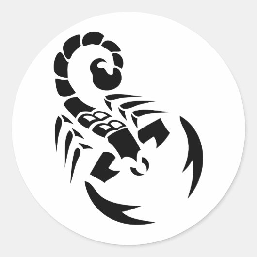 zwarte schorpioen ronde sticker (Voorkant)