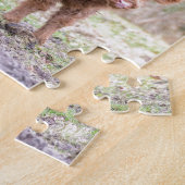 Zwarte Schotse grootlander-moederkoe bij pasgebore Legpuzzel (Zijkant)