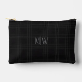 Zwarte Schotse Tartan Op Maat Gemaakte Make-uptas Etui