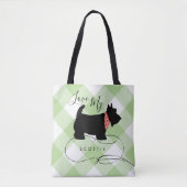 Zwarte Schotse terrier Dog Green Buffalo Check Tote Bag (Voorkant)