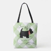 Zwarte Schotse terrier Dog Green Buffalo Check Tote Bag (Achterkant)