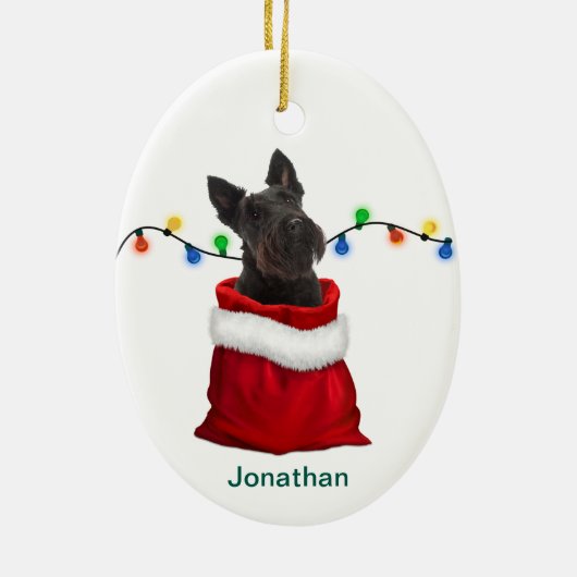 Zwarte Schotse terrier Dog Holiday Gift Bag Keramisch Ornament (Achterkant)
