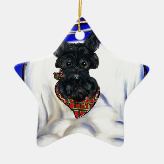 Zwarte Schotse Terrier Engel Keramisch Ornament (Voorkant)