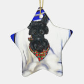 Zwarte Schotse Terrier Engel Keramisch Ornament (Links)