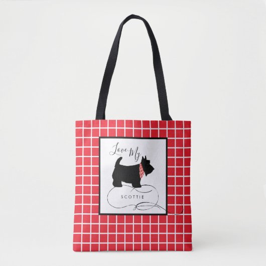 Zwarte Schotse Terriër Hond Liefde Mijn Scottie Tote Bag (Voorkant)