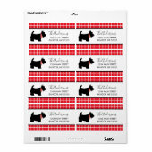 Zwarte Schotse Terriër Hond Rood Plaid Border Etiket (Full Sheet)