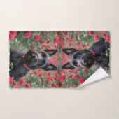 Zwarte Schotse terriër in de rode rozen, Handdoek (Handdoek)