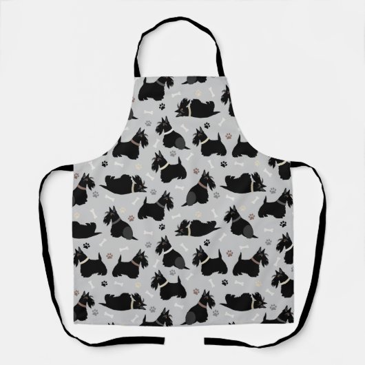 Zwarte Schotse terrier Paws and Botten Apron Schort (Voorkant)