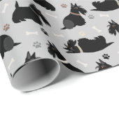 Zwarte Schotse terrier Paws en Botten Cadeaupapier (Rol Hoek)