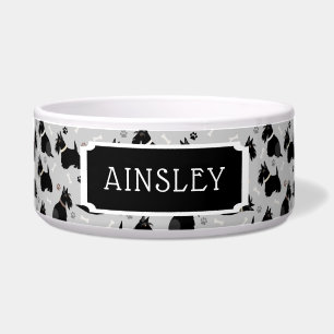 Zwarte Schotse terrier Paws en Botten Dog Bowl Voerbakje