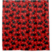 Zwarte Schotse terrier Paws en Botten Douchegordijn (Voorkant)