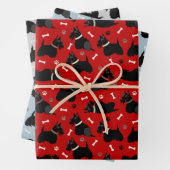 Zwarte Schotse terrier Paws en Botten Inpakpapier Vel (In situ)