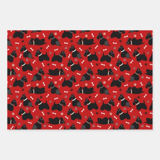 Zwarte Schotse terrier Paws en Botten Inpakpapier Vel (Voorkant)