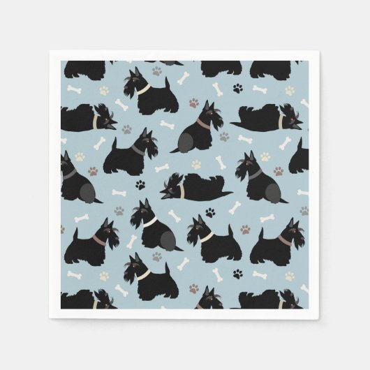 Zwarte Schotse terrier Paws en Botten Napkins Servet (Voorkant)