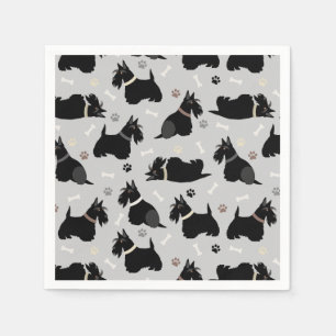 Zwarte Schotse terrier Paws en Botten Servet